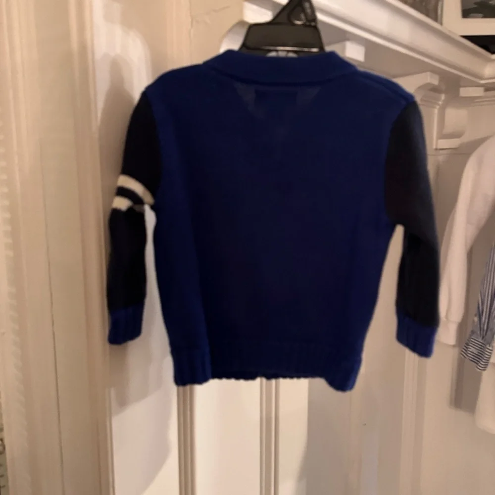 Ralph Lauren boys Big Pony royal blue & navy Full Zip Sweater cotton size 12mos
